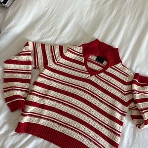 ASOS Red and Cream Striped Women's Sweater